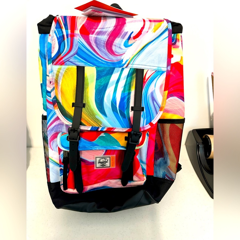 NWT Hershel multi color laptop bag/ backpack/ daypack and pouch